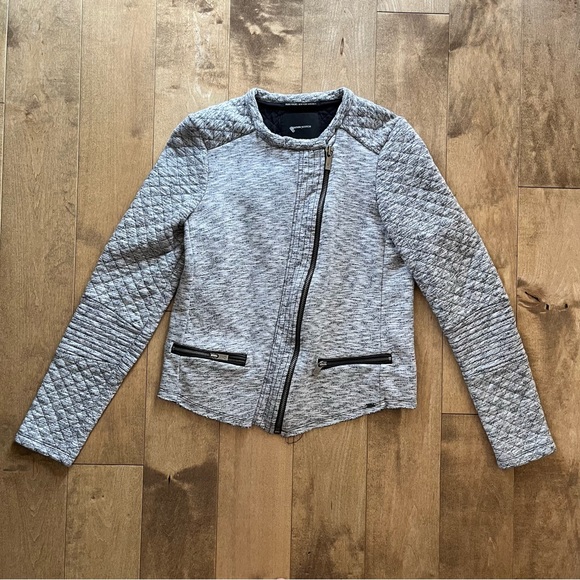 Maison Scotch Scotch & Soda Quilted Grey Moto Jacket - Picture 1 of 8